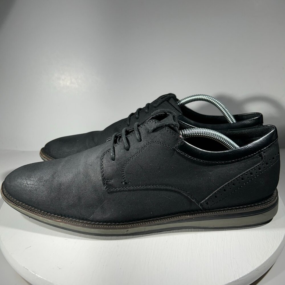 TL By Novus Ronald Mens Dress Shoes Size 11 Suede Faux Leather Black Oxfords